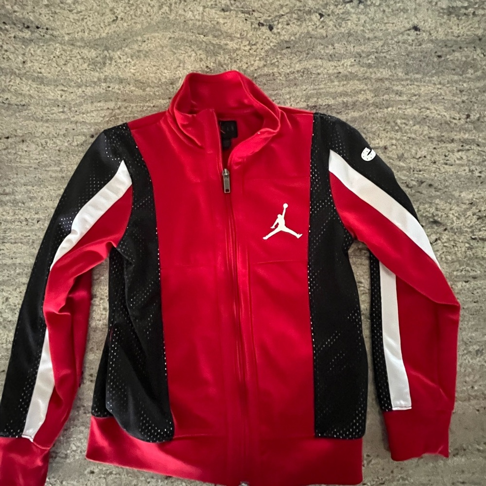 Nike Jordan Tricot Jumpman Boy’s Track Jacket Size Small (8-10) Red Long Sleeve